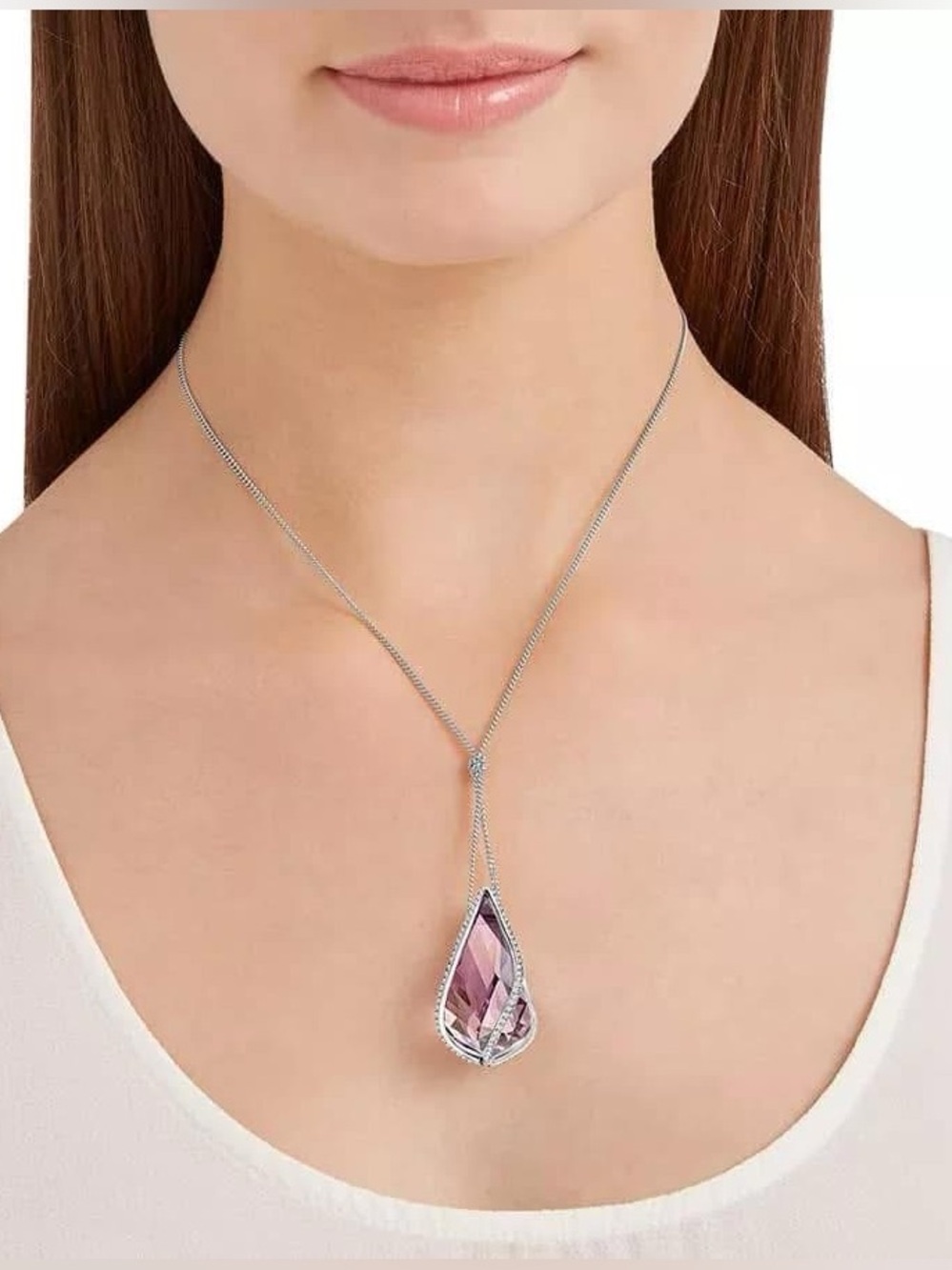 RARE FIND, Authentic Swarovski Energic Purple Necklace, Medium. Brand New.